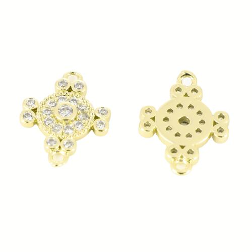 Cubic Zirconia Micro Pave Brass Pendant, gold color plated, DIY & micro pave cubic zirconia, 15x12x2mm, Sold By PC