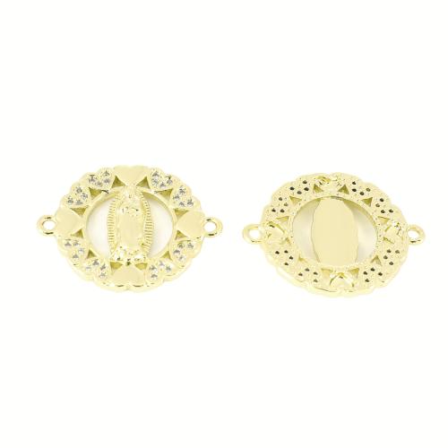 Cubic Zirconia Micro Pave Brass Connector, gold color plated, DIY & micro pave cubic zirconia & hollow, 19x24x3mm, Sold By PC