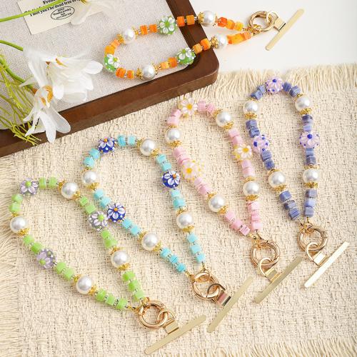 Glass Cell Phone Chain, with Tibetan Style, handmade, fashion jewelry & for woman, more colors for choice, Sold By PC