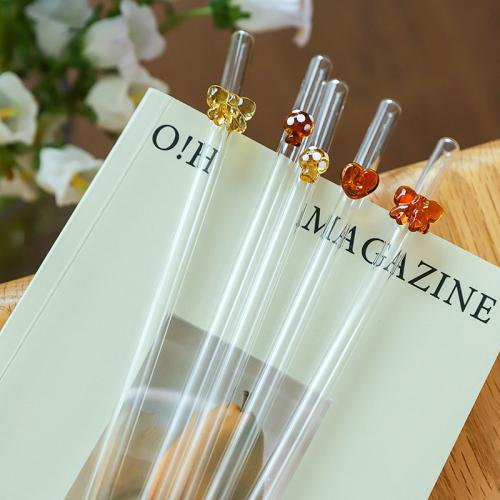 High Boron Silicon Glass Drinking Straw, transparent, more colors for choice, 196x8mm, Sold By PC