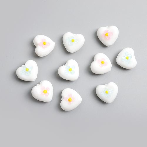 Fashion Glass Beads, Heart, DIY & with flower pattern, more colors for choice, 16x16mm, Hole:Approx 2mm, Sold By PC