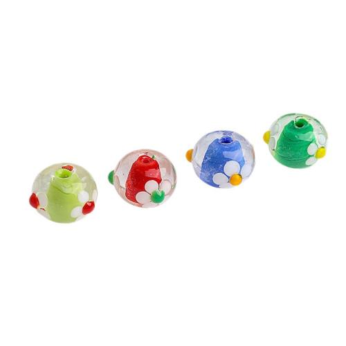 Fashion Glass Beads, DIY & with flower pattern, more colors for choice, 14x14mm, Sold By PC