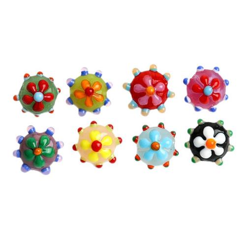 Fashion Glass Beads, Flower, DIY, more colors for choice, 17x17mm, Hole:Approx 2mm, Sold By PC