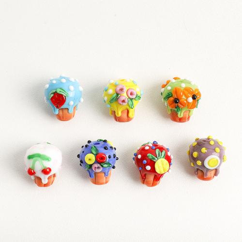 Fashion Glass Beads, Cake, DIY, more colors for choice, 13x15mm, Hole:Approx 2mm, Sold By PC