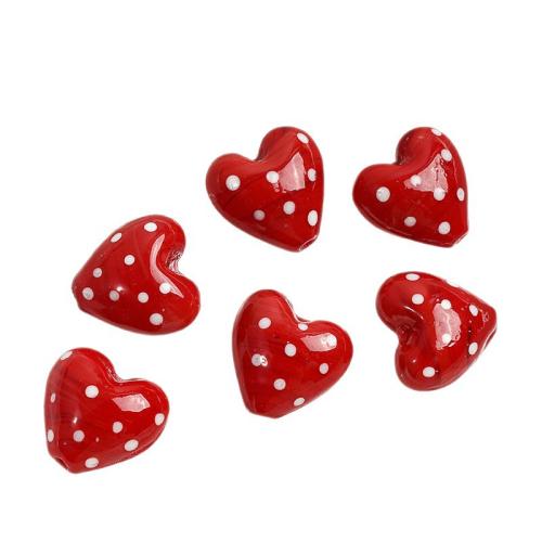 Fashion Glass Beads, Heart, DIY, red, 20x20mm, Hole:Approx 2mm, Sold By PC