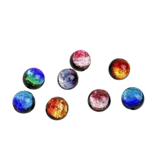 Silver Foil Lampwork Beads, Glass, Round, DIY & luminated, more colors for choice, Hole:Approx 2mm, Sold By PC