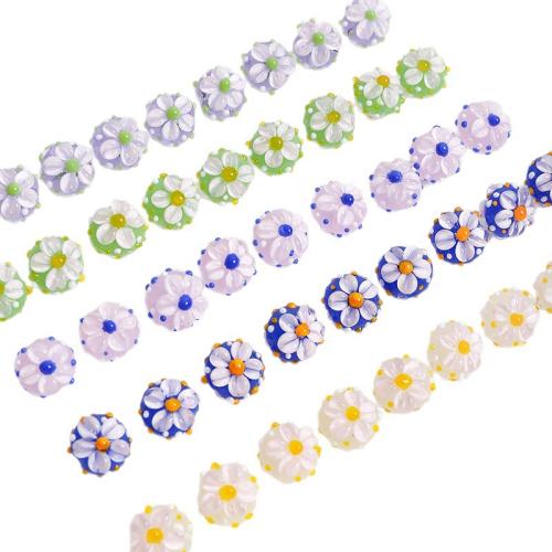 Fashion Glass Beads, Round, DIY & with flower pattern, more colors for choice, 14x14mm, Hole:Approx 2mm, Sold By PC