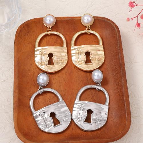 Zinklegierung Ohrringe, mit Kunststoff Perlen, plattiert, Modeschmuck & für Frau, keine, 38x77mm, verkauft von Paar