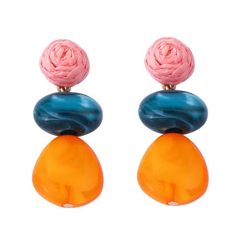 Ohrring Schmuck, Kunststoff, mit Papier, plattiert, Modeschmuck & für Frau, farbenfroh, 19x50mm, verkauft von Paar