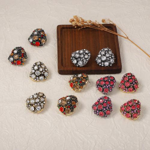 Zinklegierung Ohrstecker, plattiert, Modeschmuck & für Frau & mit Strass, keine, 26x26mm, verkauft von Paar