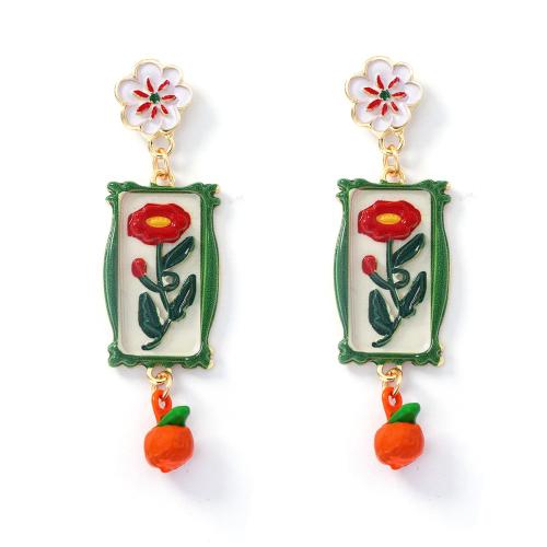 Zinklegierung Ohrringe, plattiert, Modeschmuck & für Frau & Emaille, farbenfroh, 21x79mm, verkauft von Paar