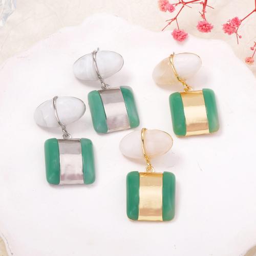 Zinklegierung Ohrringe, mit Harz, plattiert, Modeschmuck & für Frau, keine, 25x45mm, verkauft von Paar