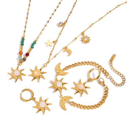 304 Stainless Steel Jewelry Set, plated, different materials for choice & for woman & with rhinestone, Sold By PC