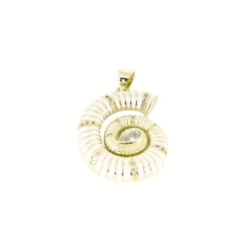 Befestigter Zirkonia Messing Anhänger, goldfarben plattiert, DIY & Micro pave Zirkonia & Emaille, 31x20x4mm, verkauft von PC