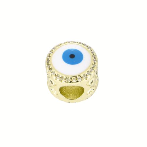Messing Zwischenperlen, Auge, goldfarben plattiert, DIY & Micro pave Zirkonia & Emaille, 10x10x10mm, verkauft von PC