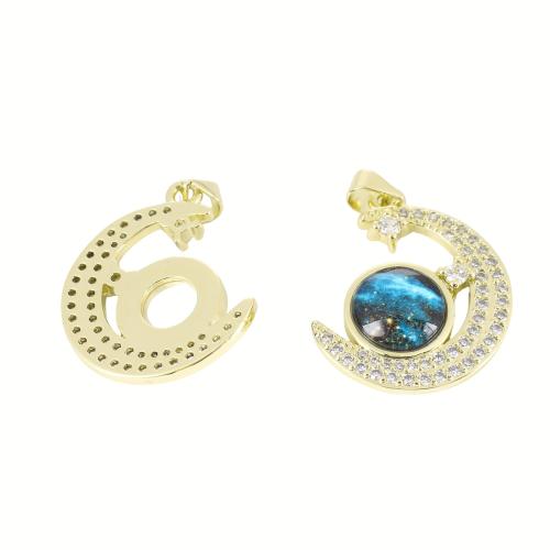 Цирконий Micro Pave латунь подвеска, Латунь, плакирован золотом, DIY & инкрустированное микро кубического циркония, продается PC