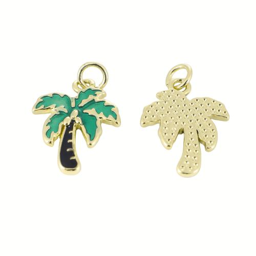 Brass Jewelry Pendants, Tree, gold color plated, DIY & enamel, 21x15x2mm, Sold By PC