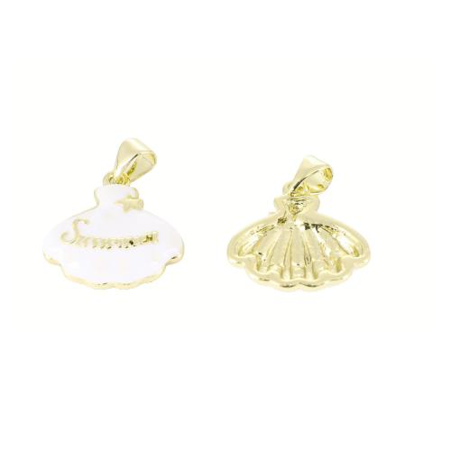 Befestigter Zirkonia Messing Anhänger, goldfarben plattiert, DIY & mit Brief Muster & Emaille, 21x17x3mm, verkauft von PC