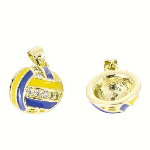 Befestigter Zirkonia Messing Anhänger, goldfarben plattiert, DIY & Micro pave Zirkonia & Emaille, 20x14x7mm, verkauft von PC