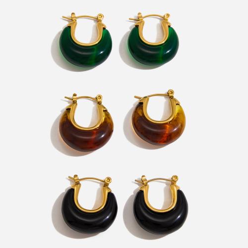 304 Edelstahl Hebel Rückseiten Ohrring, mit Harz, goldfarben plattiert, Modeschmuck & für Frau, keine, verkauft von Paar