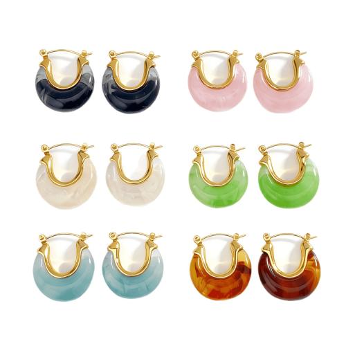 304 Edelstahl Hebel Rückseiten Ohrring, mit Harz, goldfarben plattiert, Modeschmuck & für Frau, keine, 24mm, verkauft von Paar