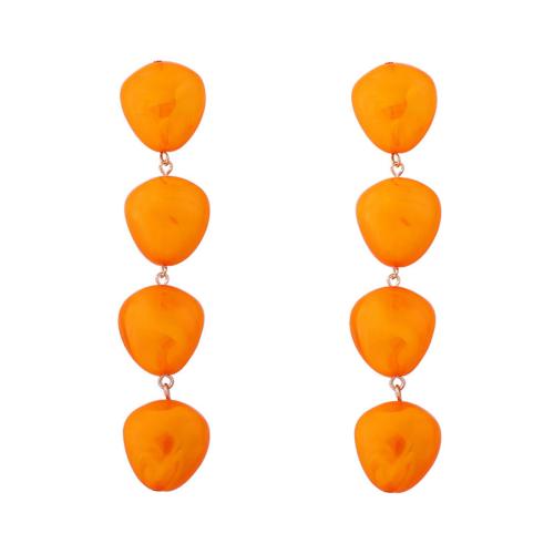 Plastic Drop Earring, plated, fashion jewelry & for woman, orange, 19x103mm, Sold By Pair