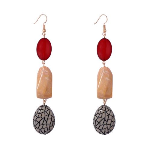 Plastic Drop Earring, with Tibetan Style, plated, fashion jewelry & for woman, multi-colored, 18x106mm, Sold By Pair