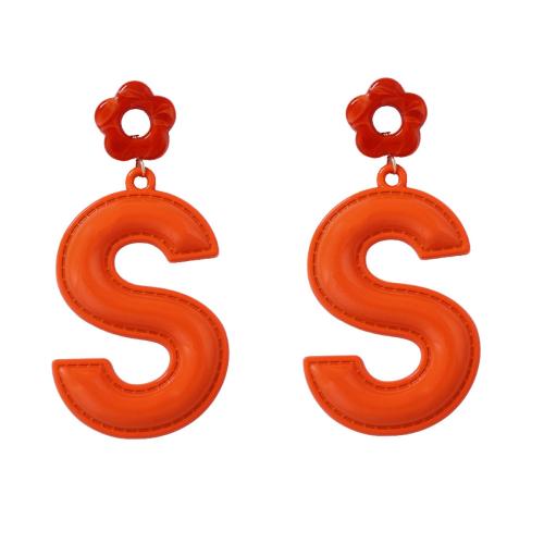 Plastic Drop Earring, plated, fashion jewelry & for woman, orange, 38x84mm, Sold By Pair