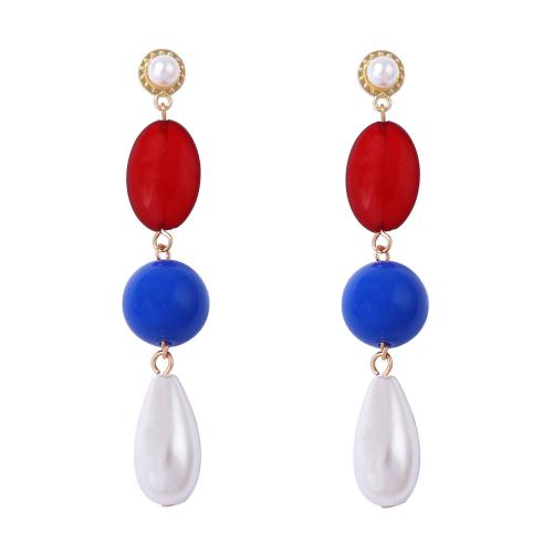 Tibetan Style Drop Earrings, with Plastic, plated, fashion jewelry & for woman, multi-colored, 14x81mm, Sold By Pair