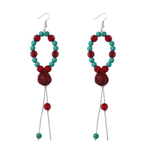 Tibetan Style Drop Earrings, Plastic, with Tibetan Style, plated, fashion jewelry & for woman, multi-colored, 20x150mm, Sold By Pair