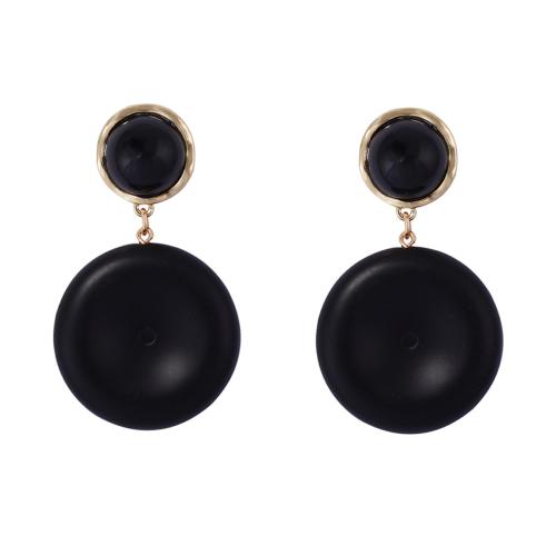 Resin Earring, with Tibetan Style, plated, fashion jewelry & for woman, black, 39x69mm, Sold By Pair