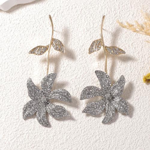 Tibetan Style Drop Earrings, plated, fashion jewelry & for woman & with rhinestone, more colors for choice, 45x95mm, Sold By Pair