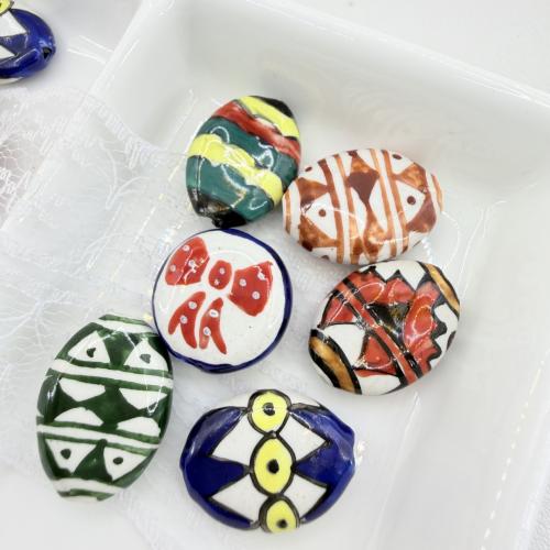 Porcelain Jewelry Beads, hand drawing, DIY, more colors for choice, 22x16.50x7.20mm, Hole:Approx 2mm, 100PCs/Bag, Sold By Bag