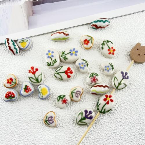 Porcelain Jewelry Beads, hand drawing, DIY & different styles for choice, 100PCs/Bag, Sold By Bag