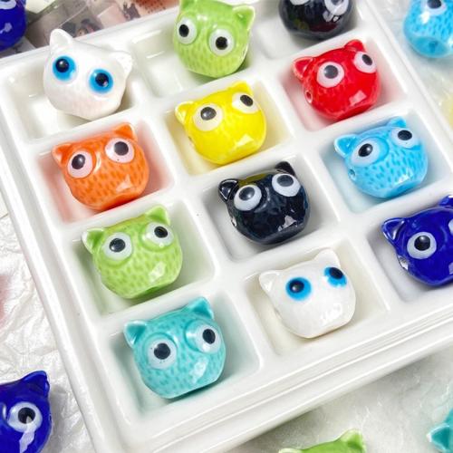 Porcelain Jewelry Beads, Cat, DIY, more colors for choice, 16x17mm, Hole:Approx 1.8mm, 100PCs/Bag, Sold By Bag