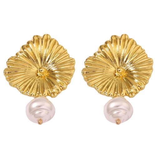 Tibetan Style Drop Earrings, gold color plated, fashion jewelry & for woman, white, 30x43mm, Sold By Pair