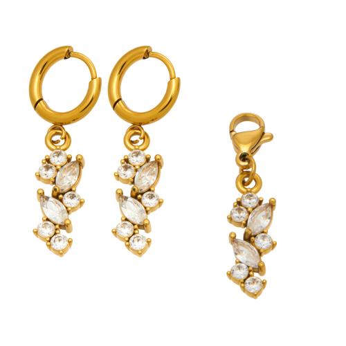 Zirconia cúbicos Juegos de joyería de acero inoxidable, chapado, diferentes estilos para la opción & para mujer & con circonia cúbica, más colores para la opción, Vendido por Par