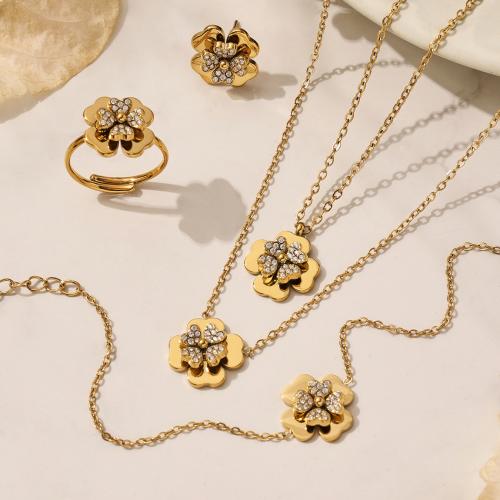 Zirconia cúbicos Juegos de joyería de acero inoxidable, chapado, diferentes estilos para la opción & para mujer & con circonia cúbica, más colores para la opción, Vendido por Set
