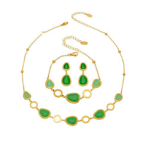 Edelstahl Schmucksets, mit Glasstein, plattiert, Modeschmuck & verschiedene Stile für Wahl & für Frau, keine, verkauft von setzen