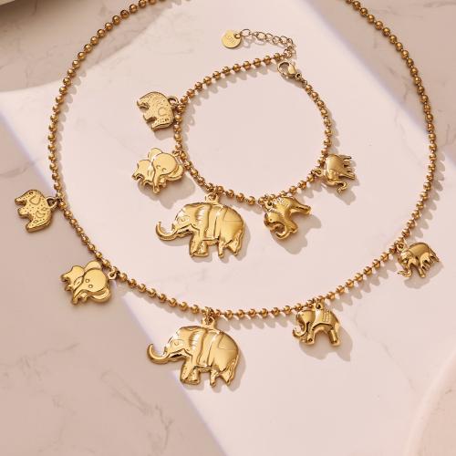 Edelstahl Schmucksets, goldfarben plattiert, Modeschmuck & verschiedene Stile für Wahl & für Frau, keine, verkauft von Strang