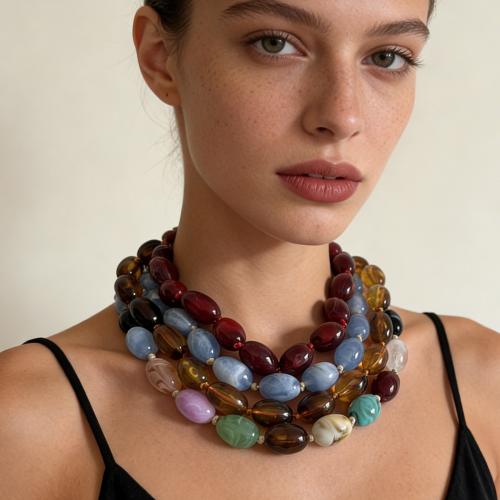 Collar de resina, Plástico, Joyería & para mujer, más colores para la opción, 22mm, Vendido para aproximado 19.6 Inch Sarta