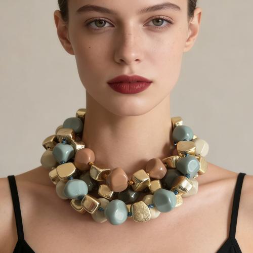 Resin Necklace, fashion jewelry & for woman, more colors for choice, Sold Per Approx 16.5 Inch Strand