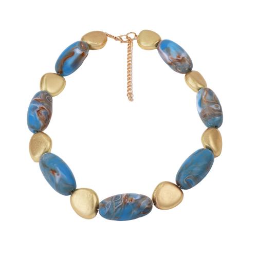 Resin Necklace, fashion jewelry & for woman, blue camouflage, Sold Per Approx 19.6 Inch Strand