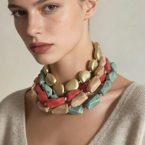 Resin Necklace, fashion jewelry & different styles for choice & for woman, more colors for choice, Sold By Strand