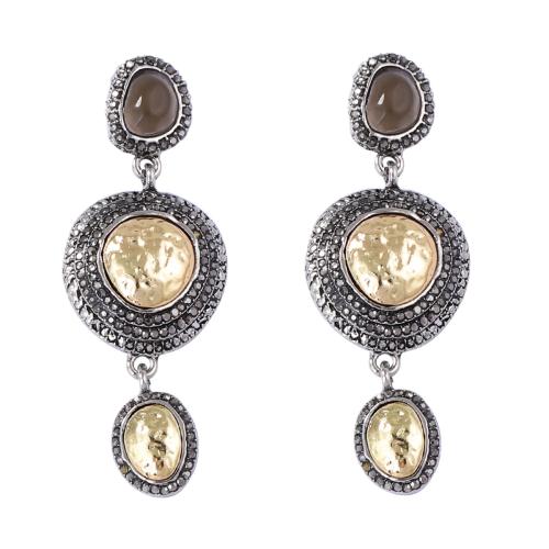 Tibetan Style Drop Earrings, antique silver color plated, fashion jewelry & for woman & with rhinestone, 21x65mm, Sold By Pair
