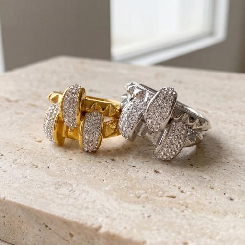 Rhinestone-Edelstahl -Finger-Ring, 304 Edelstahl, mit Ton, plattiert, Modeschmuck & verschiedene Größen vorhanden & für Frau, keine, verkauft von PC