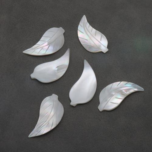 Natürliche weiße Muschelperlen, Blatt, DIY & kein Loch, 18x35mm, verkauft von PC