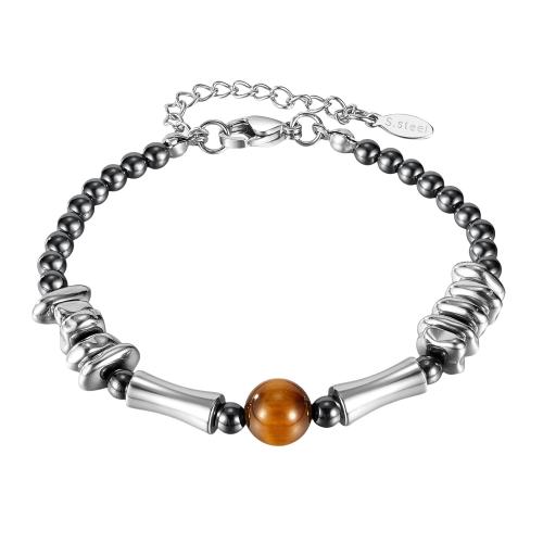 Acier titane bracelet, avec pierre gemme, unisexe & styles différents pour le choix, Longueur:Environ 7 pouce, Vendu par PC