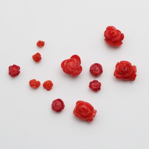 Sea Bamboo Coral Beads, Flower, Carved, DIY & different size for choice, red, Sold By PC