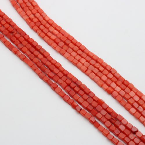 Sea Bamboo Coral Beads, Square, polished, DIY, red, 2x4mm, Sold Per Approx 38 cm Strand